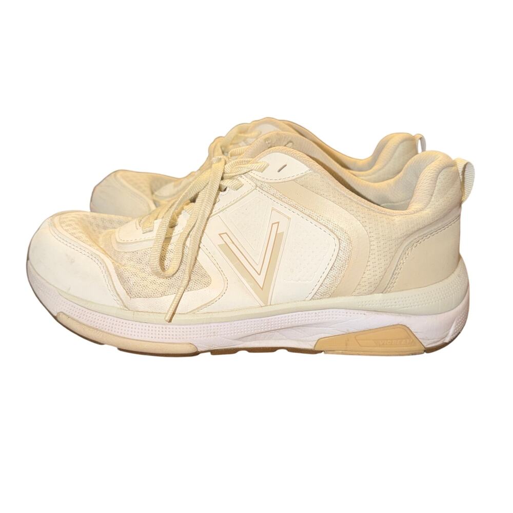 Vionic Walk Strider Sneakers Womens Sz 9.5 White Cream Mesh Leather Comfort Shoe